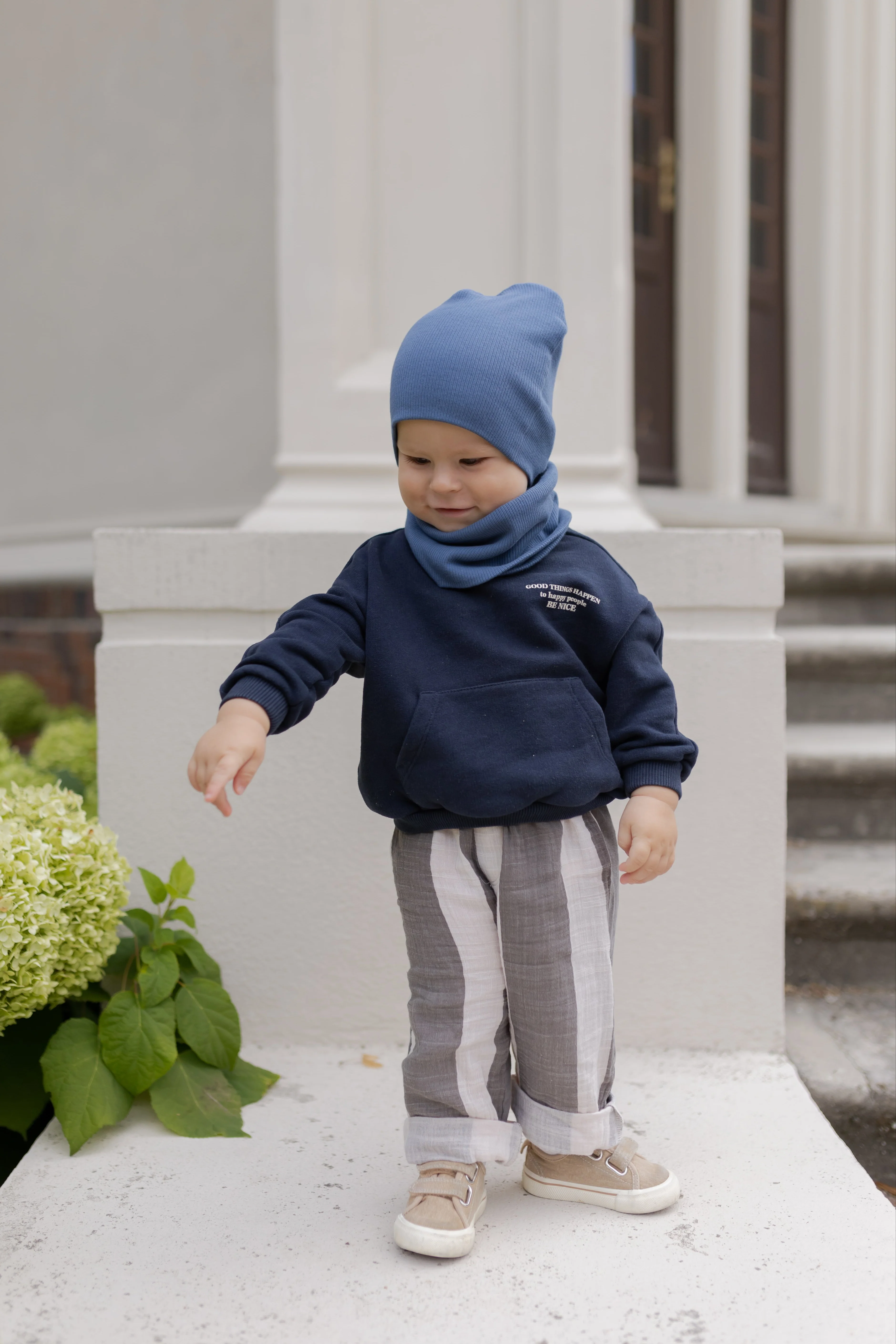 Bawełniana czapka & komin – Denim - Image 3